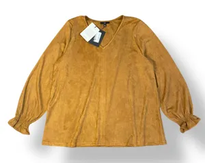 Joh NWT Abigail Suede Top Womens Size XL‎ In Caramel Boho thumbnail 1