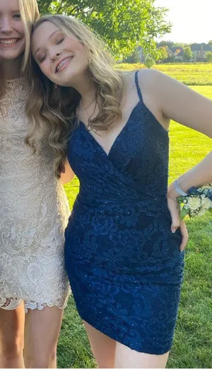 Navy Blue La Femme Homecoming Dress - Size 2 thumbnail 1