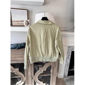 7 For All Mankind Eyelet Sleeve Bomber Jacket Womens Sage‎ Green Medium (T1) thumbnail 8