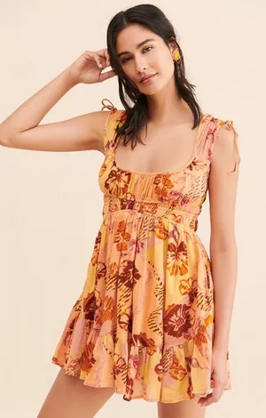NWT $128 Free People Vernon Minim Dress XL Anthropologie in Sunshine Combo thumbnail 1