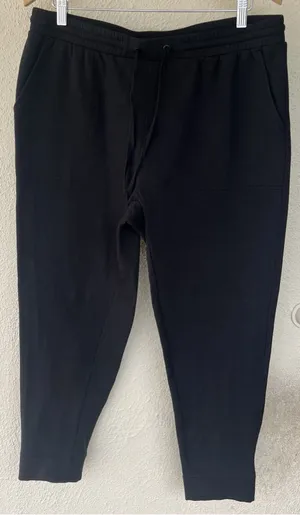 Quince Supersoft Fleece Sweatpants Black Joggers Womens Large Minimalist Lounge thumbnail 1
