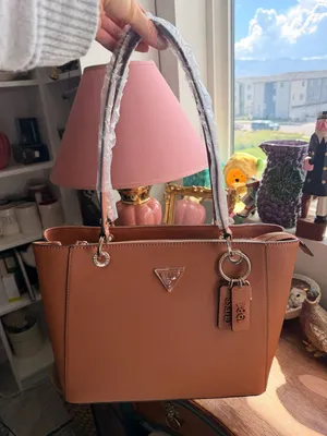 Guess Bag Noelle Medium Laptop Office Tote Bag Light Cognac Brown Work Bag thumbnail 4