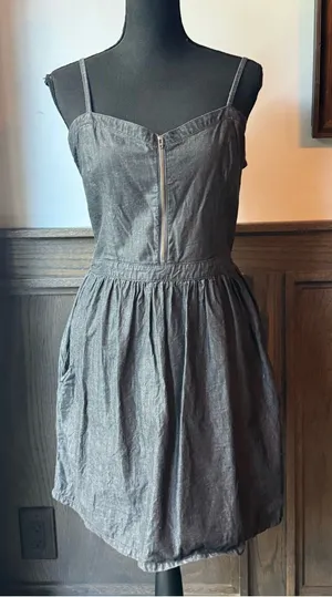 Vans Charcoal Gray Zip-Front Mini Sundress xl thumbnail 1