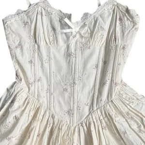 ZARA Corset Mini Dress Coquette Skater Bustier XS (0) 100% Cotton Cottagecore thumbnail 3