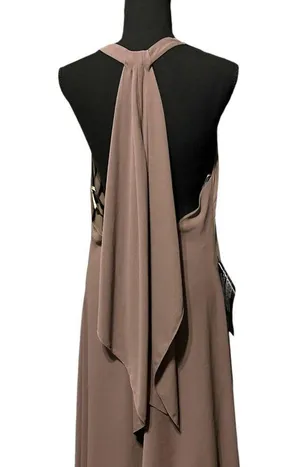 BCBG MAXAZRIA Spanish Moss Halter Asymettrical Open Back Chiffon Dress (NWT) thumbnail 4