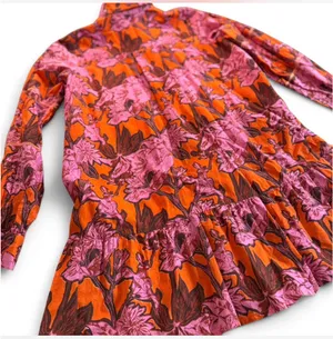 Ro Garden Tuckernuck Orange and Pink Floral Mini Dress thumbnail 3