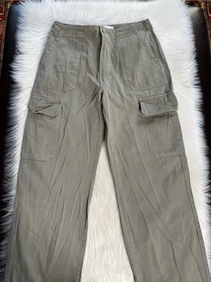 Zara Green Wide Leg Cargo Utility Jeans thumbnail 3