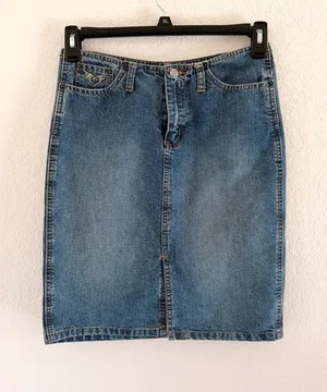 Y2K Knee Length Denim Skirt Blue thumbnail 1