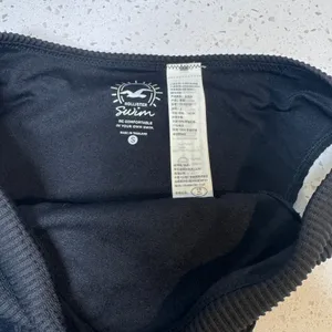 Hollister Swim Womens Small Black Ribbed High Leg Bikini Bottom Cheeky Waistband thumbnail 3