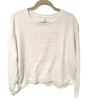 Fabletics XXL White Los‎ Angeles Crewneck Slub Sweatshirt California thumbnail 1