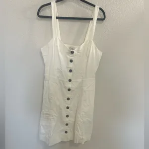 Madewell Denim Square-Neck Sleeveless Mini Dress in Tile White Size 16 thumbnail 5