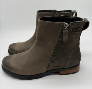 SOREL Emelie Boots Womens 7.5 Quarry Nubuck Suede Waterproof Zip Ankle Booties thumbnail 1
