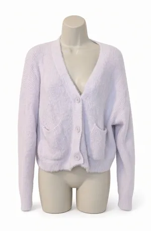 Forever 21 Soft Fuzzy Knit Cropped Cardigan XL Light Pink thumbnail 1