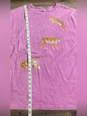 Washed Purple Short Sleeve Tee with Tiger Print thumbnail 7