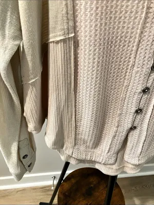 BKE Textured Button Front Shirt in Beige thumbnail 5