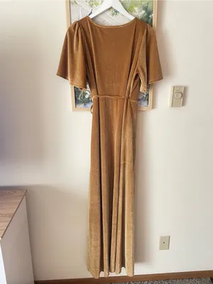 Baltic Born Meghan Velvet Wrap Maxi Dress in Golden Hour Size Large thumbnail 5