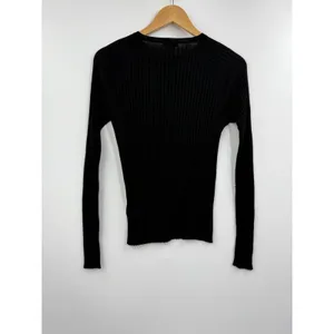 J. Crew Black Ribbed Silk Cashmere Blend Crew Neck Long Sleeve Sweater Women's M thumbnail 4