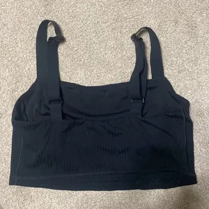 Aerie Offline By Black Ribbed Cropped Shelf Bra Top Size M thumbnail 2