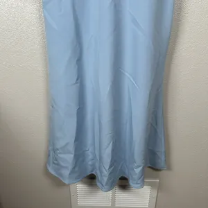 NEW Ieena Mac Duggal Formal Gown Midi Tea Length Dress 8 Dusty Blue Sleeveless thumbnail 3