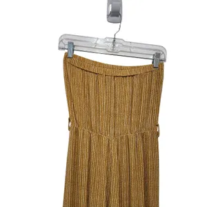 Simplee Yellow Patterned Print Coastal Chic Strapless Wide Leg Jumpsuit Small thumbnail 6