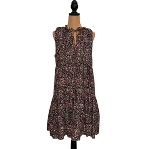 BB Dakota Steve Madden Floral Tiered Short Mini Dress Black Pink BL28140W Medium thumbnail 2