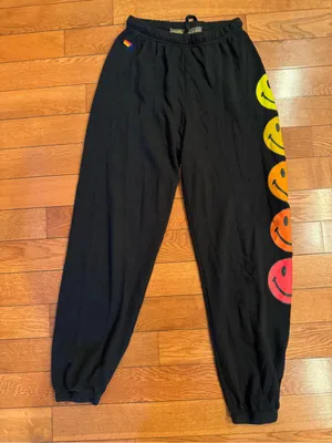 Aviator Nation Black Smiley Sunset Graphic Sweatpants - Size Medium thumbnail 3