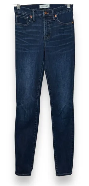 Madewell Womens Skinny Straight 9" High Rise Dark‎ Wash Denim Blue Jeans 25T thumbnail 1