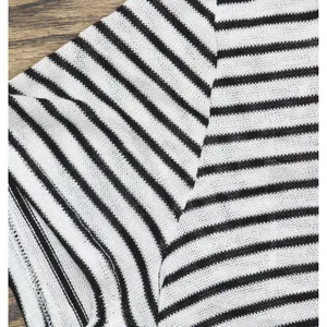 NWT Freshman Juniors Knit Striped Lace-Up T Shirt Top Black / White XL thumbnail 7