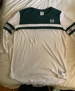 PINK - Victoria's Secret Green And White T Shirt thumbnail 1