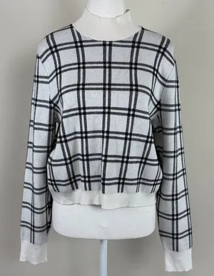 Abercrombie & Fitch Plaid Knit Pullover Turtleneck Sweater‎ Black & White Sz XL thumbnail 1
