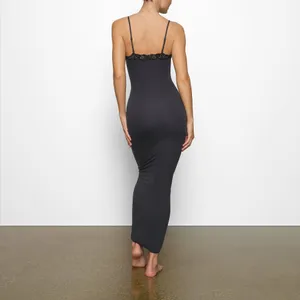 NWT Skims Fits Everybody Lace-Trimmed Stretch Maxi Dress Onyx XS ( Sold out) thumbnail 3