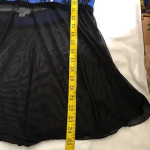 Plus size Black blue halter floral mini slip on tie back sexy lingerie top mini dress sheer choker neckline Size 1X /2X -excellent condition. Measurement in pics(stretchy) thumbnail 6