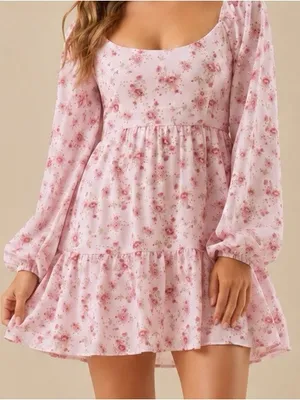 NEW Altar’d State Pink Floral Mini Dress Size XL NWT thumbnail 1