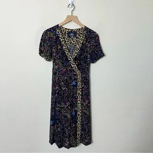 Anthropologie Maeve Cheetah Floral Multi‎ Purple Dress Knee Length Womens Size 0 thumbnail 4