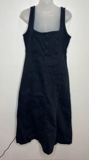 Old Navy Black denim Sleeveless Square. Neck Midi Dress size small cottagecore thumbnail 1