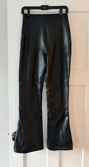 Abercrombie & Fitch Vegan Leather Black Flare Pants thumbnail 1