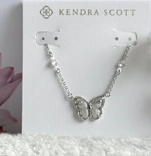 New Kendra Scott Cailey Butterfly Pendant Necklace Rhod / Ivory thumbnail 1