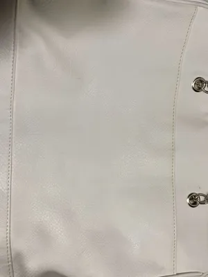 White Faux Leather Tote Bag Silver Floral Cutout Shoulder Purse Chain Handles thumbnail 6