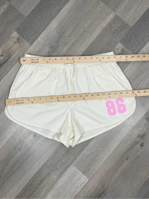 Pink by Victorias Secret Retro‎ Logo Athleisure Jogger Shorts Cream Pink Large thumbnail 10