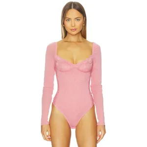 Free People -Suddenly fine bodysuit in Glowing Mauve Size Small NWT thumbnail 2