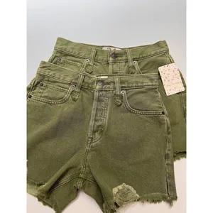 Free People Makai Cut Off Denim Shorts in Olive Size‎ 24 NWT thumbnail 7