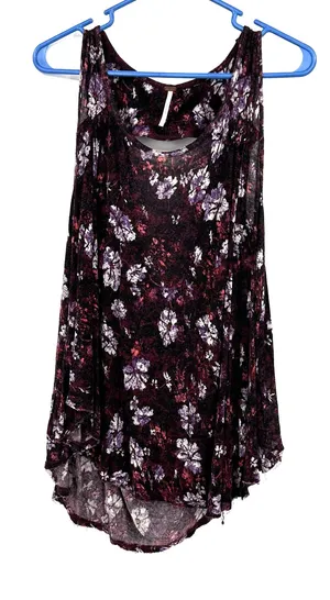 Free People size Small‎ tank top open back sleeveless top shirt blouse floral thumbnail 1