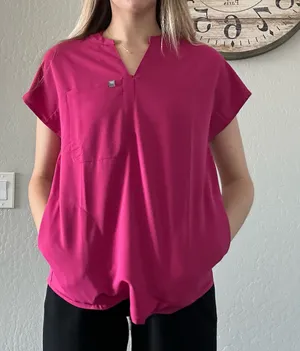 XS Pink Fabletics Scrub Top thumbnail 2