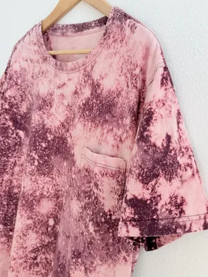 Custom Bleached Pocket Tee Pink Size XXL thumbnail 5