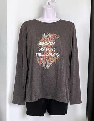 Broken Crayons Still Color. Long Sleeve Tee. Gray. 
Size Small. thumbnail 1