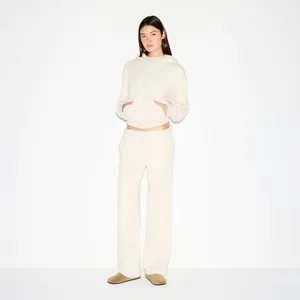 New Skims Cotton Fleece Classic Straight Leg Pant Oatmeal Hearher Medium NWT thumbnail 2