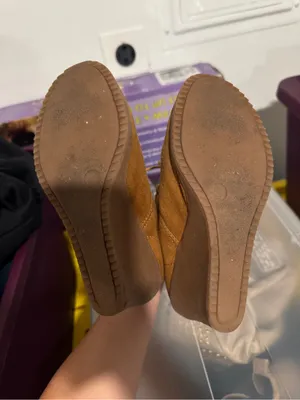 White Mountain Women's Tan Suede Wedge Booties - Lace-Up Comfort size 6 thumbnail 5