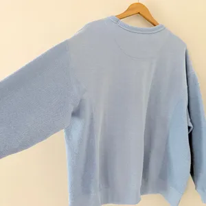 Aerie Sweatshirt Crewneck Medium Blue Fleece Knit Texture Oversized Cozy thumbnail 6
