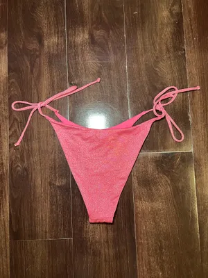 NWT L*Space Lennox Shimmery Pink Side Tie Bikini Bottom Size Medium thumbnail 3