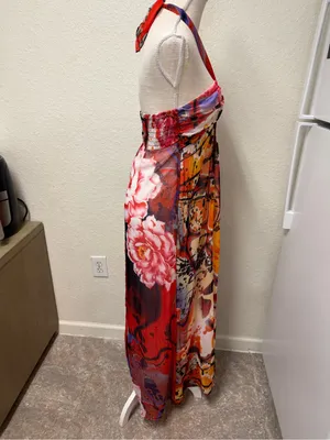 Xhilaration Floral Halter Maxi Dress Size Medium thumbnail 9